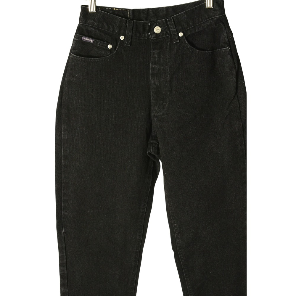 90s Vintage Black High Waist Tapered Leg Jeans Womens 2 Black Riders Denim Long - Picture 2 of 9